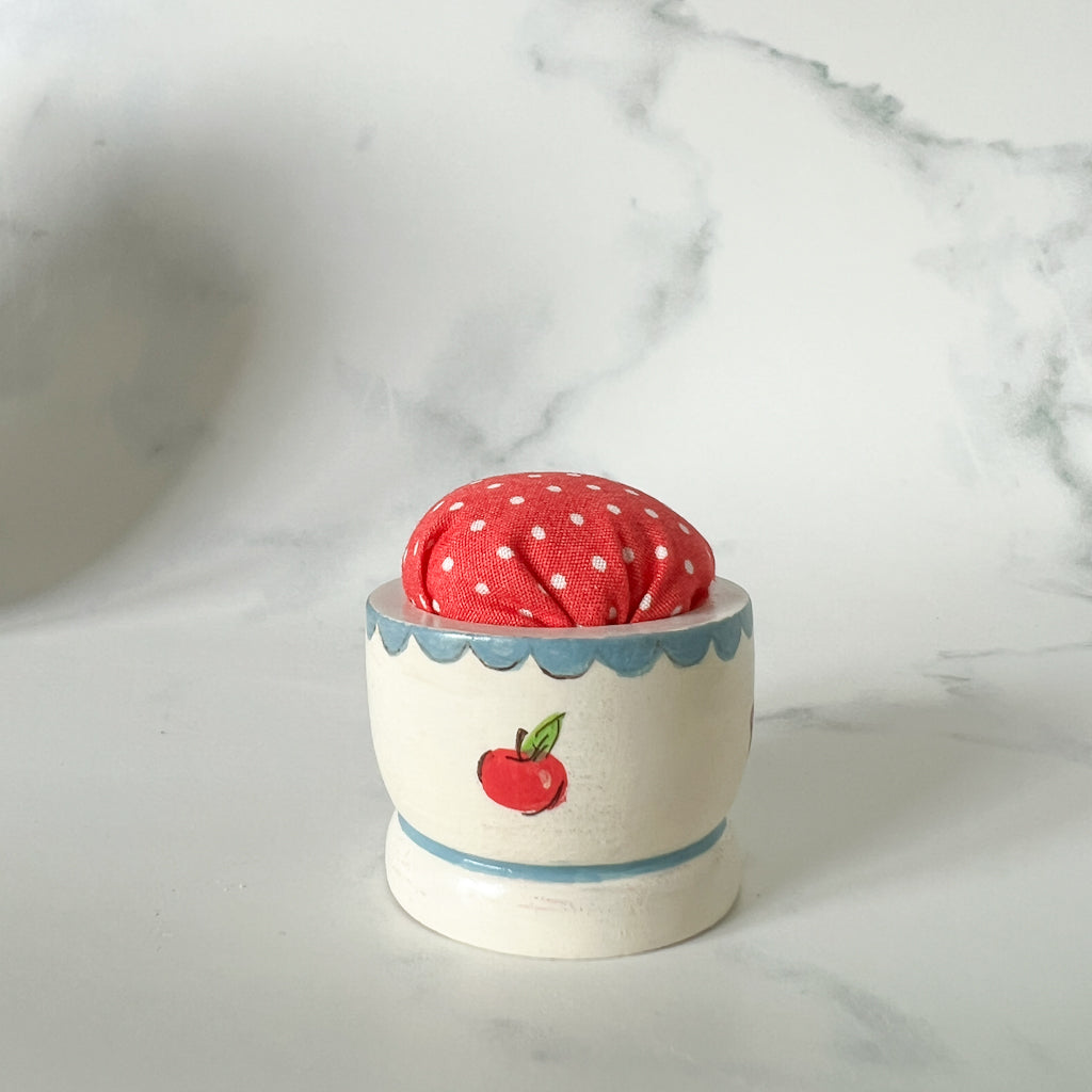 Hand Painted Wood Egg Cup Pin Cushion | No.5