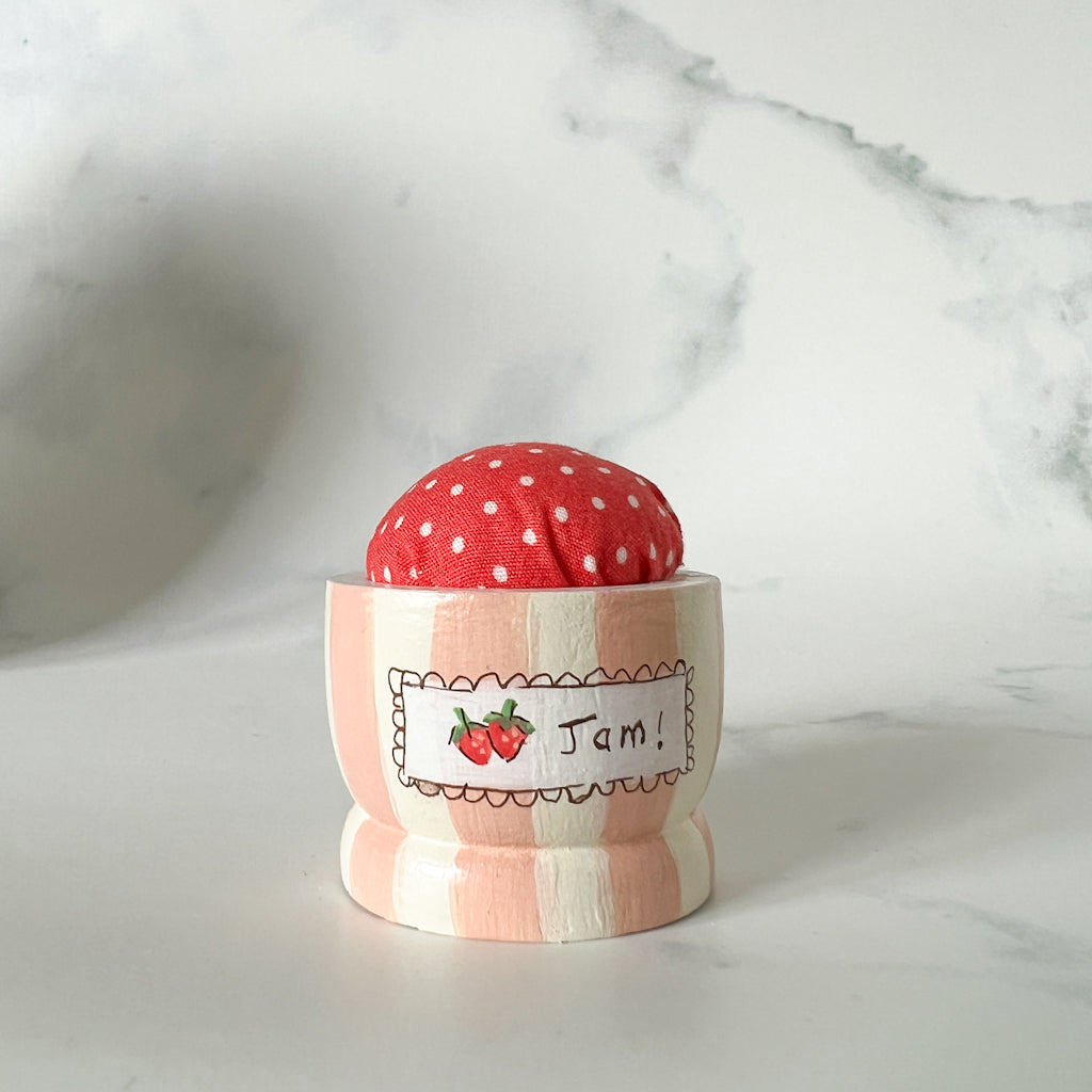 Hand Painted Wood Egg Cup Pin Cushion | No.6