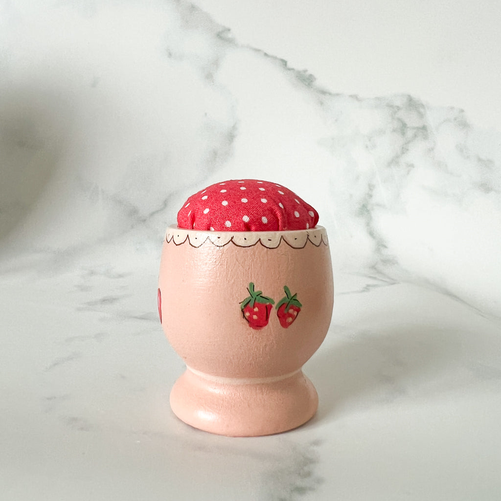 Hand Painted Wood Egg Cup Pin Cushion | No.8