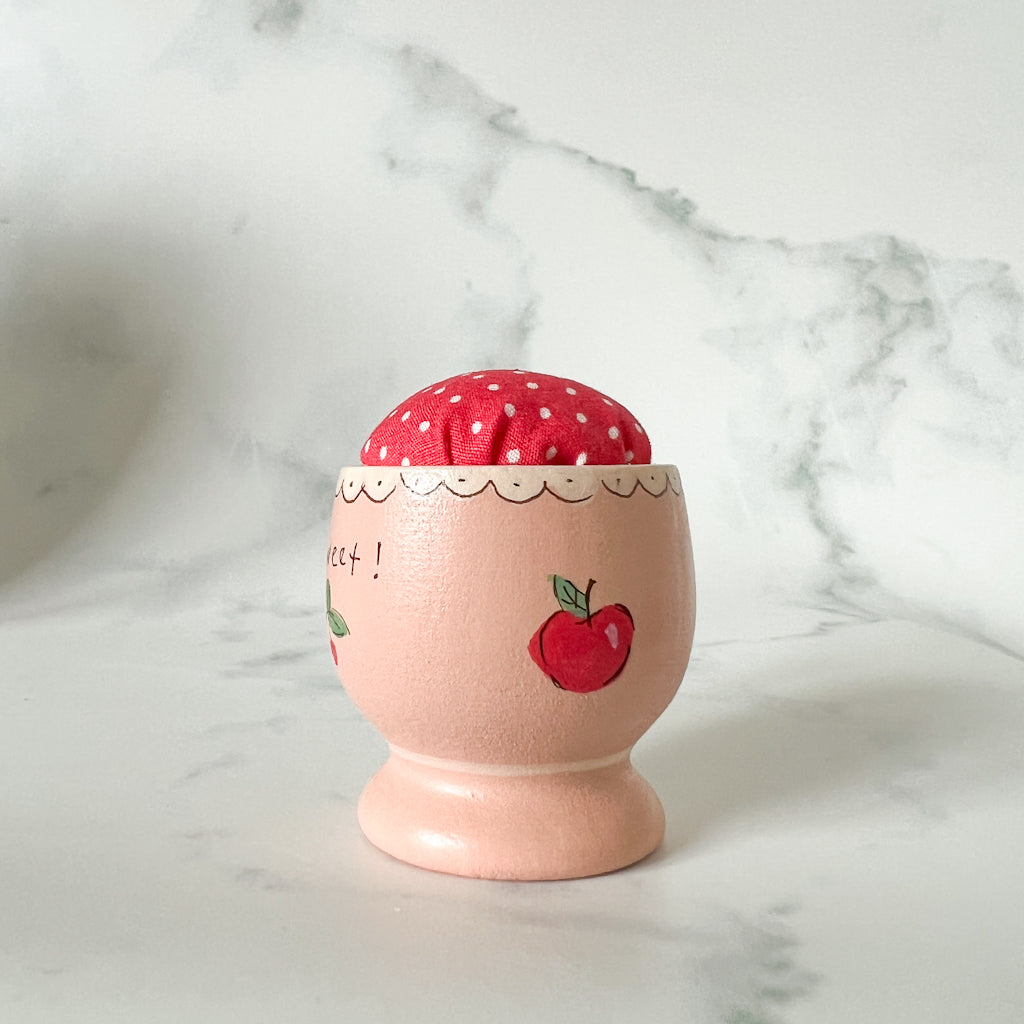 Hand Painted Wood Egg Cup Pin Cushion | No.8