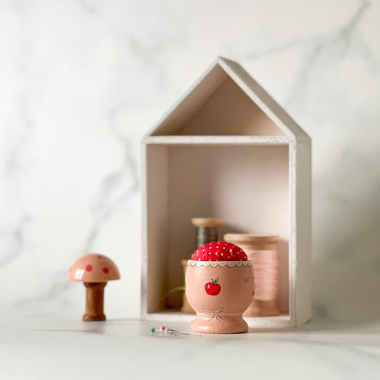 Hand Painted Wood Egg Cup Pin Cushion | No.8