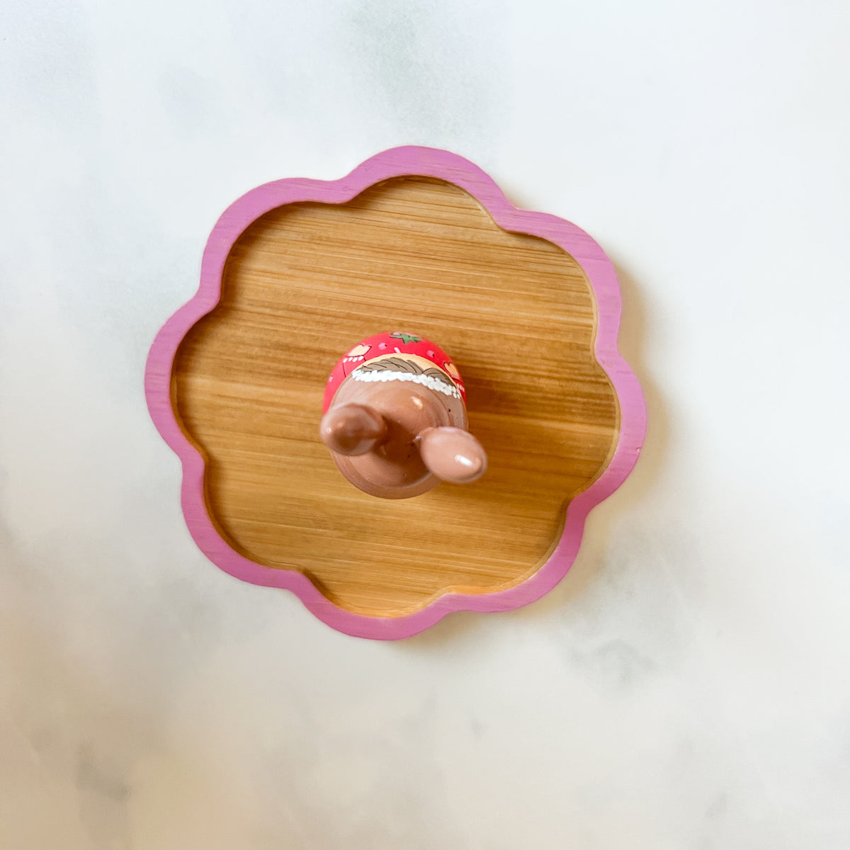Hand Painted Strawberry Girl Thread Spool Wood Tray | Choose No.27, 28, 29