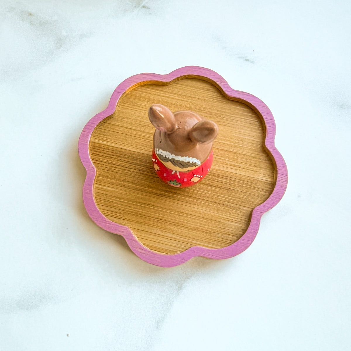 Hand Painted Strawberry Girl Thread Spool Wood Tray | Choose No.27, 28, 29