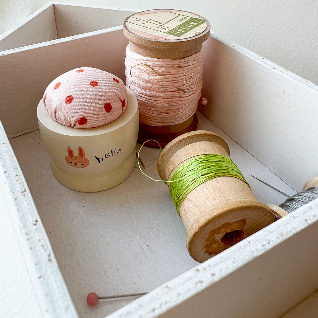 Hand Painted Wood Egg Cup Pin Cushion | No.7