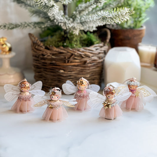 Hand Painted Holiday Fairy Angels | Medium with Pink dress | Choose Angel No.12-16