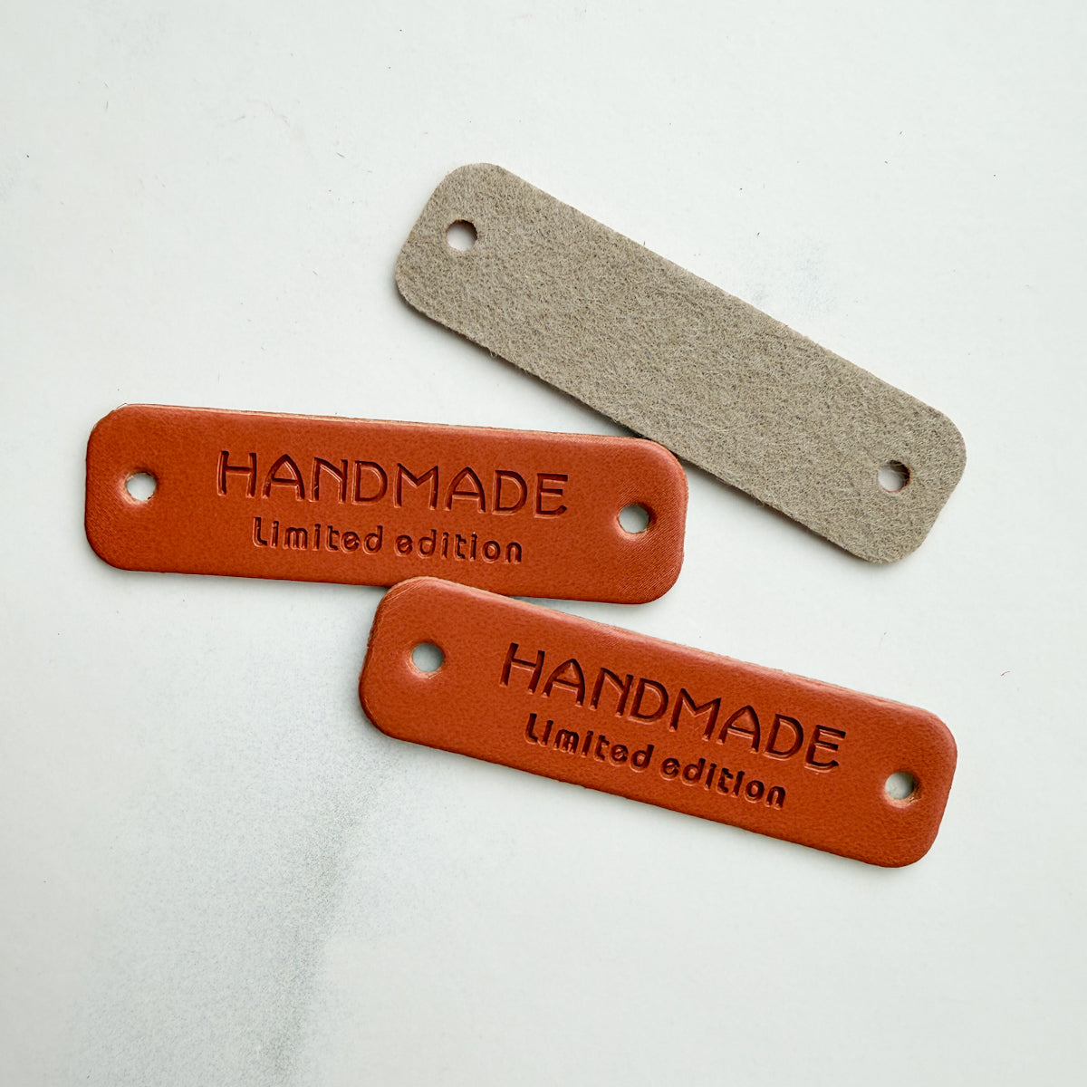 Handmade Limited Edition Caramel Vegan Leather tags | Set of three