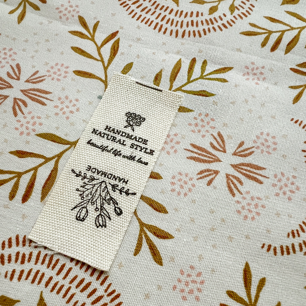 Handmade Natural Style Fleur Printed Cotton Labels | set of 3