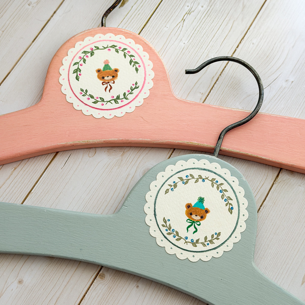 Cute Hand-painted Wood Baby Child Hanger | Choose No.2-3