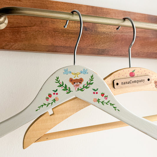 Hand-painted Blue birds and Bear Wood Baby Child Hanger