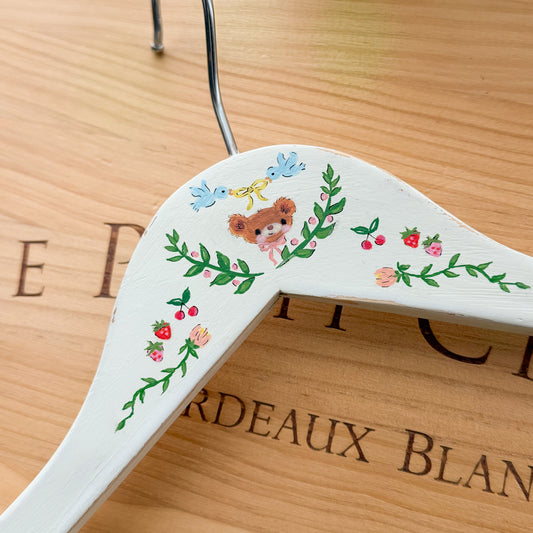 Hand-painted Blue birds and Bear Wood Baby Child Hanger