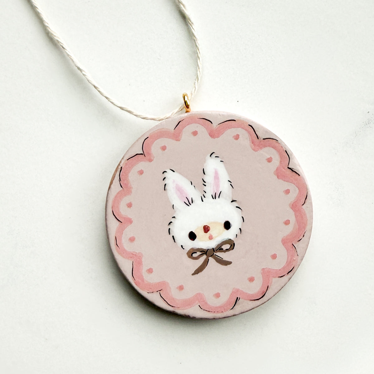 Hand-painted Bunny Easter Round Wood Tag | Choose Style