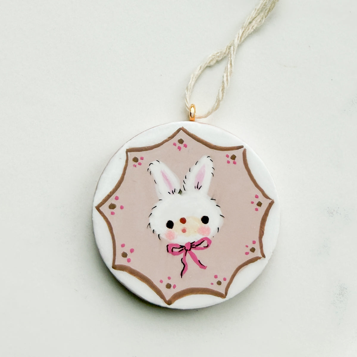 Hand-painted Bunny Easter Round Wood Tag | Choose Style