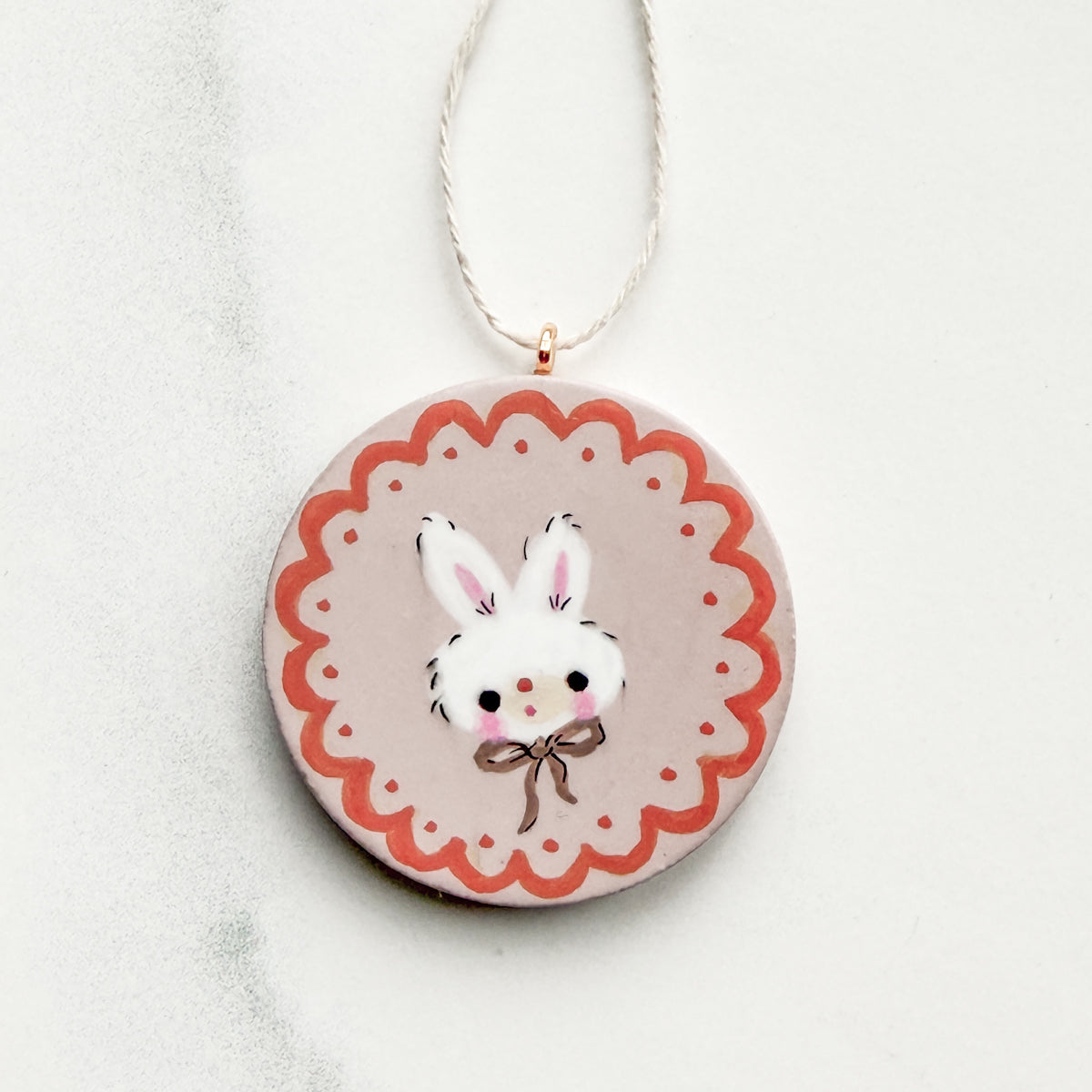 Hand-painted Bunny Easter Round Wood Tag | Choose Style