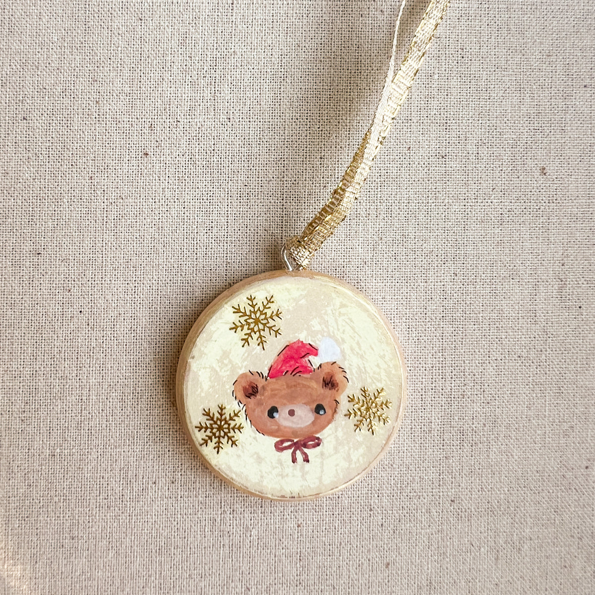 Holiday Christmas Hand-Painted Round Wood Tag Gift Topper Ornaments - Choose Style