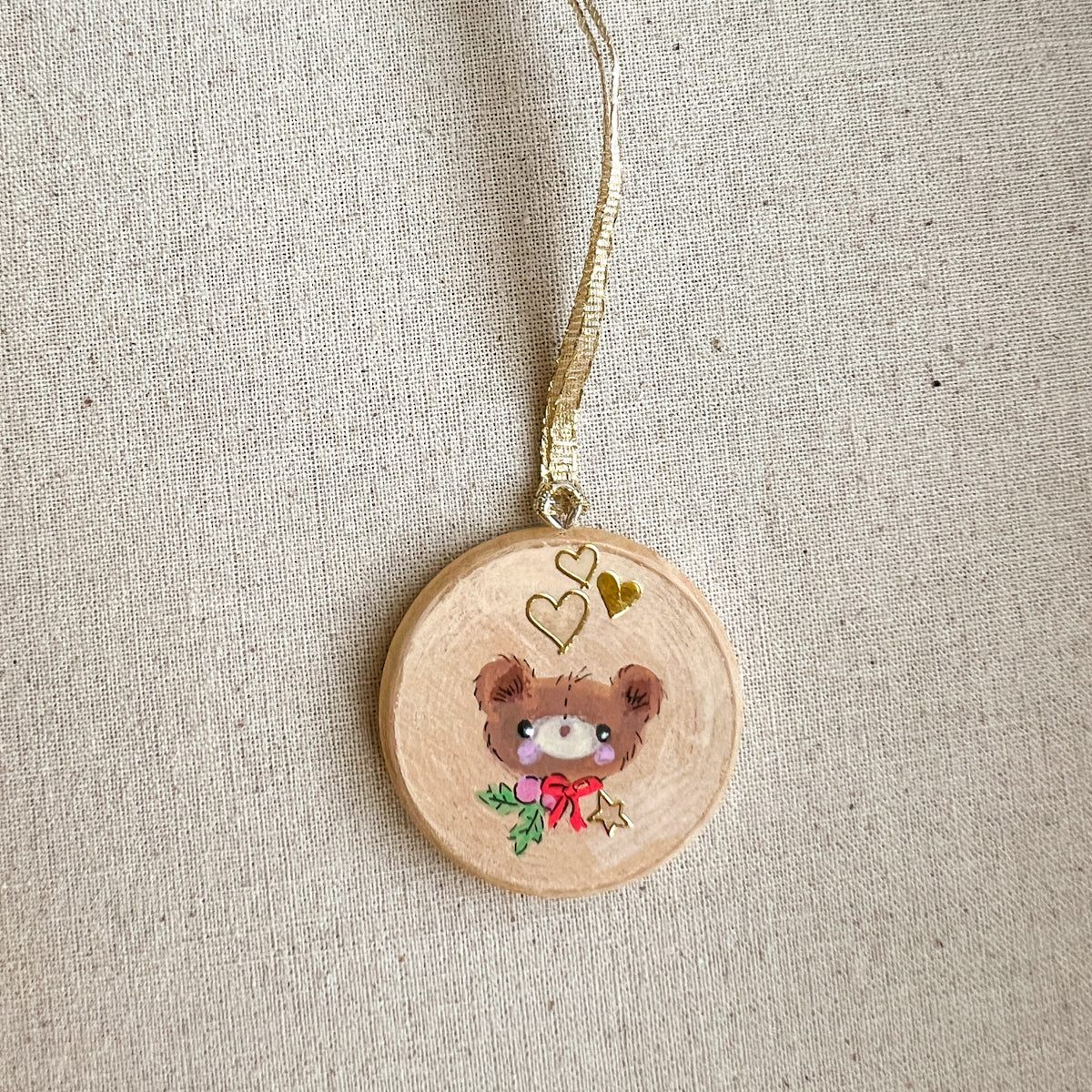 Holiday Christmas Hand-Painted Round Wood Tag Gift Topper Ornaments - Choose Style