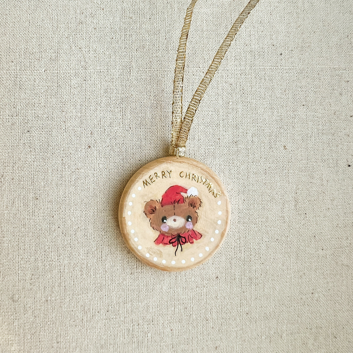 Holiday Christmas Hand-Painted Round Wood Tag Gift Topper Ornaments - Choose Style