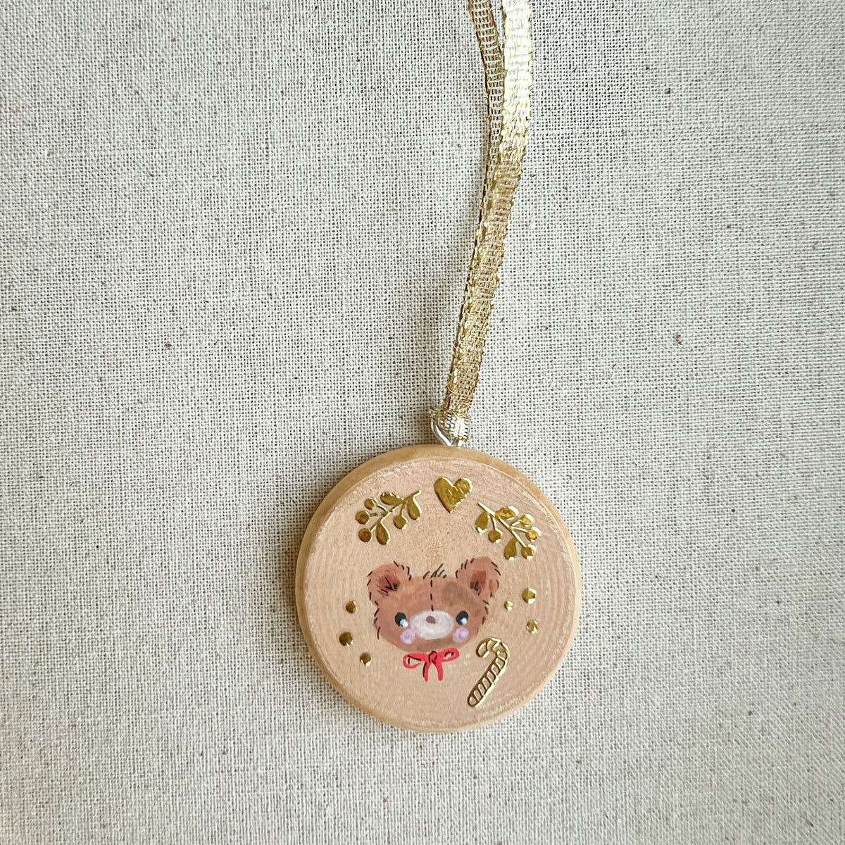 Holiday Christmas Hand-Painted Round Wood Tag Gift Topper Ornaments - Choose Style