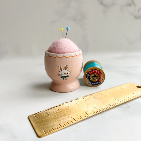Hand Painted Wood Egg Cup Pin Cushion | No.11