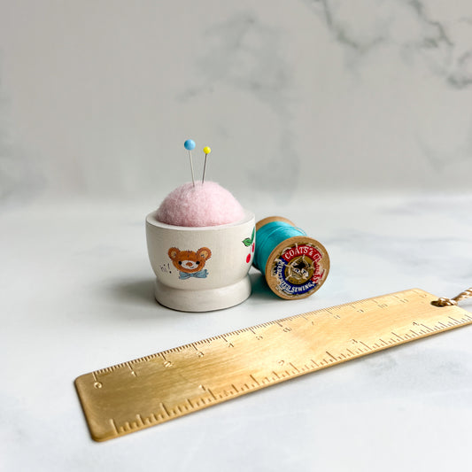 Hand Painted Wood Egg Cup Pin Cushion | No.13