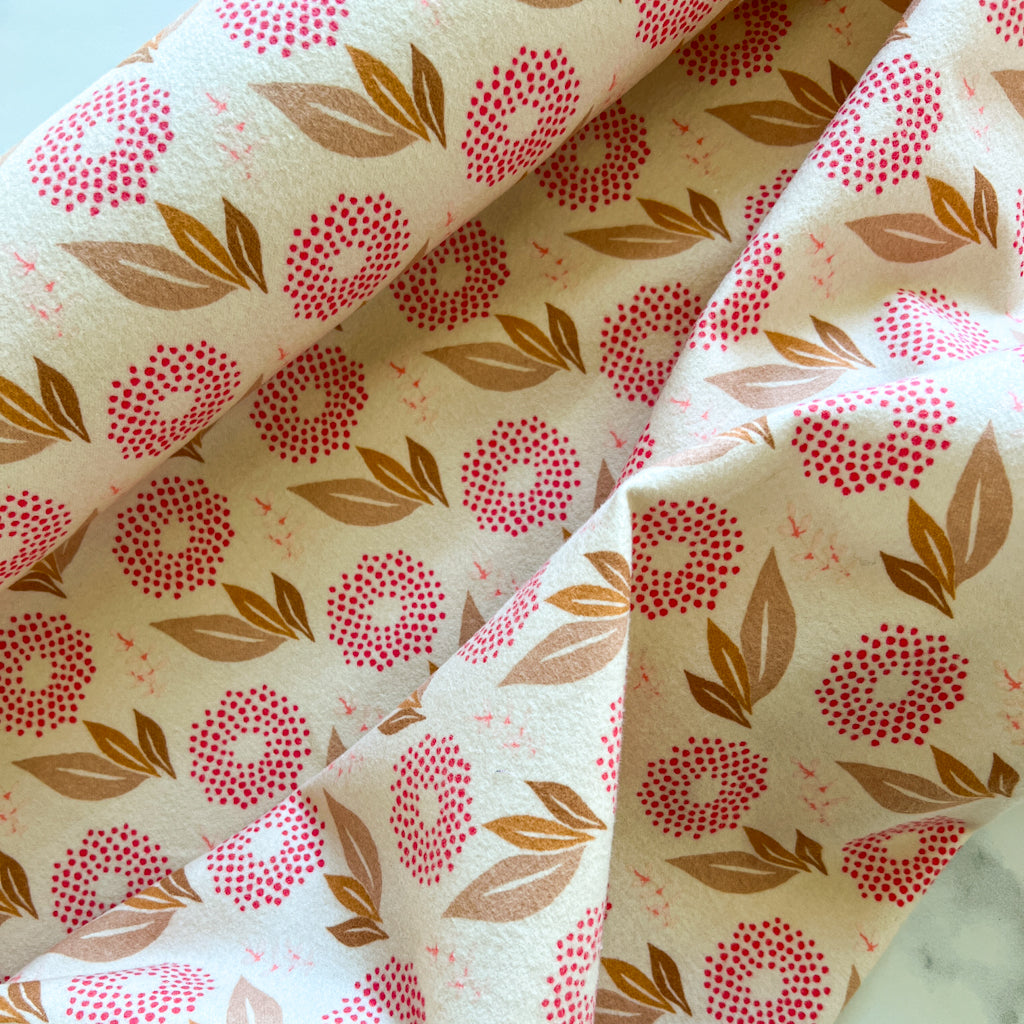 Clay Flower FLANNEL fabric by Amy Sinibaldi | 1 yard