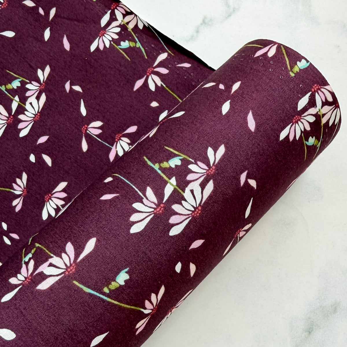 He Loves Me - Plum cotton quilting fabric by Amy Sinibaldi | By the Half Yard