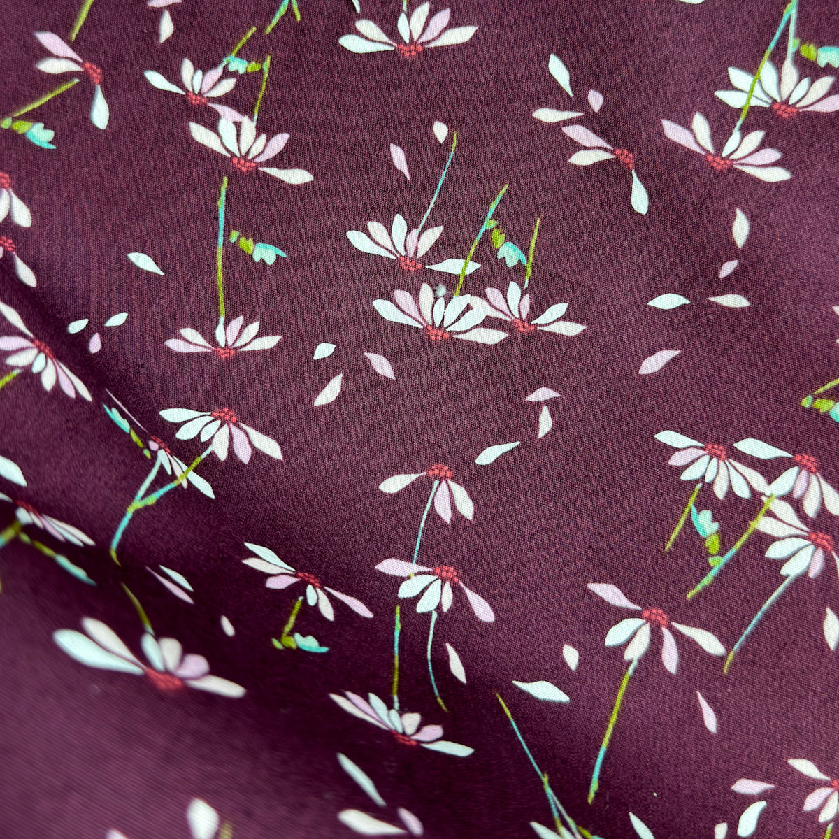 He Loves Me - Plum cotton quilting fabric by Amy Sinibaldi | By the Half Yard