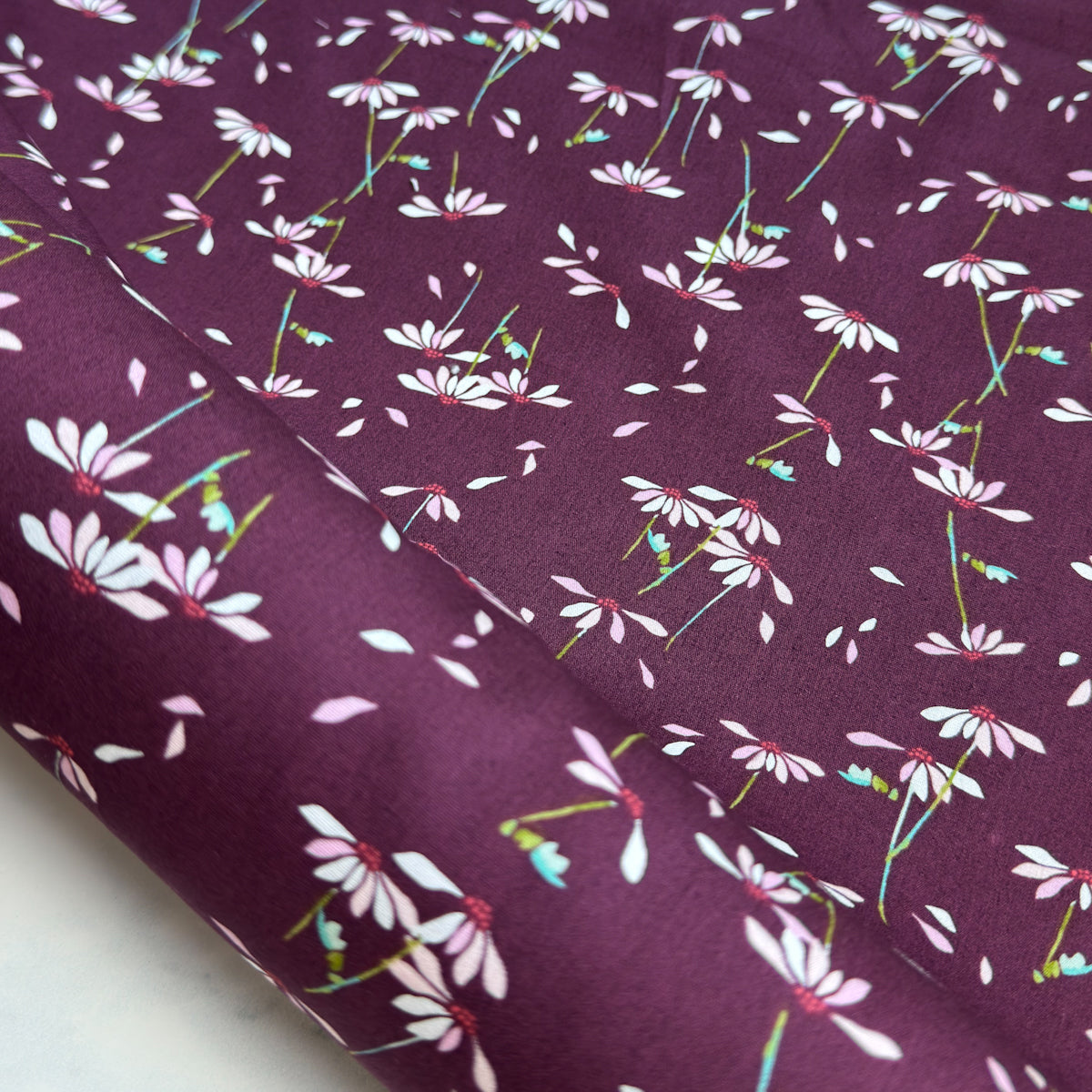 He Loves Me - Plum cotton quilting fabric by Amy Sinibaldi | By the Half Yard