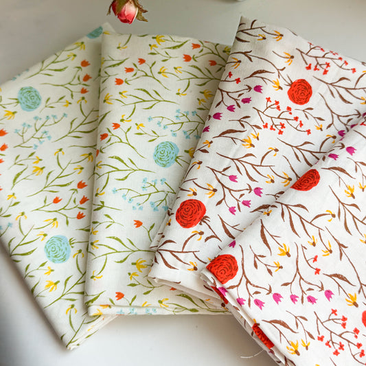 Heather Ross Far Far Away Floral | FQ Choose Blue or Red