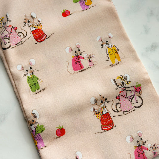Heather Ross Trixie Mice on Blush Pink | Fat Quarter