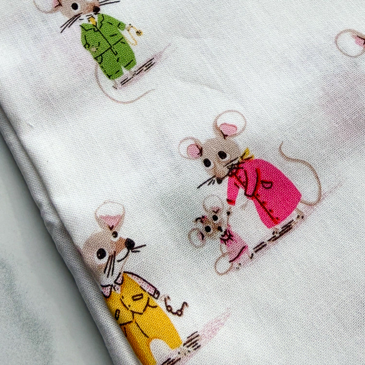 Heather Ross Trixie Mice on White | Fat Quarter