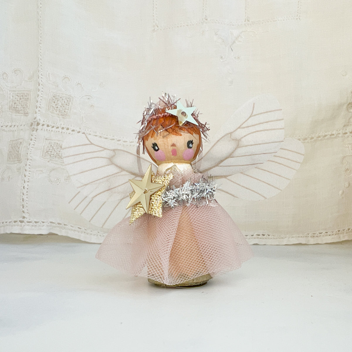 Hand Painted Holiday Fairy Angels | Medium with Pink dress | Choose Angel No.12-16