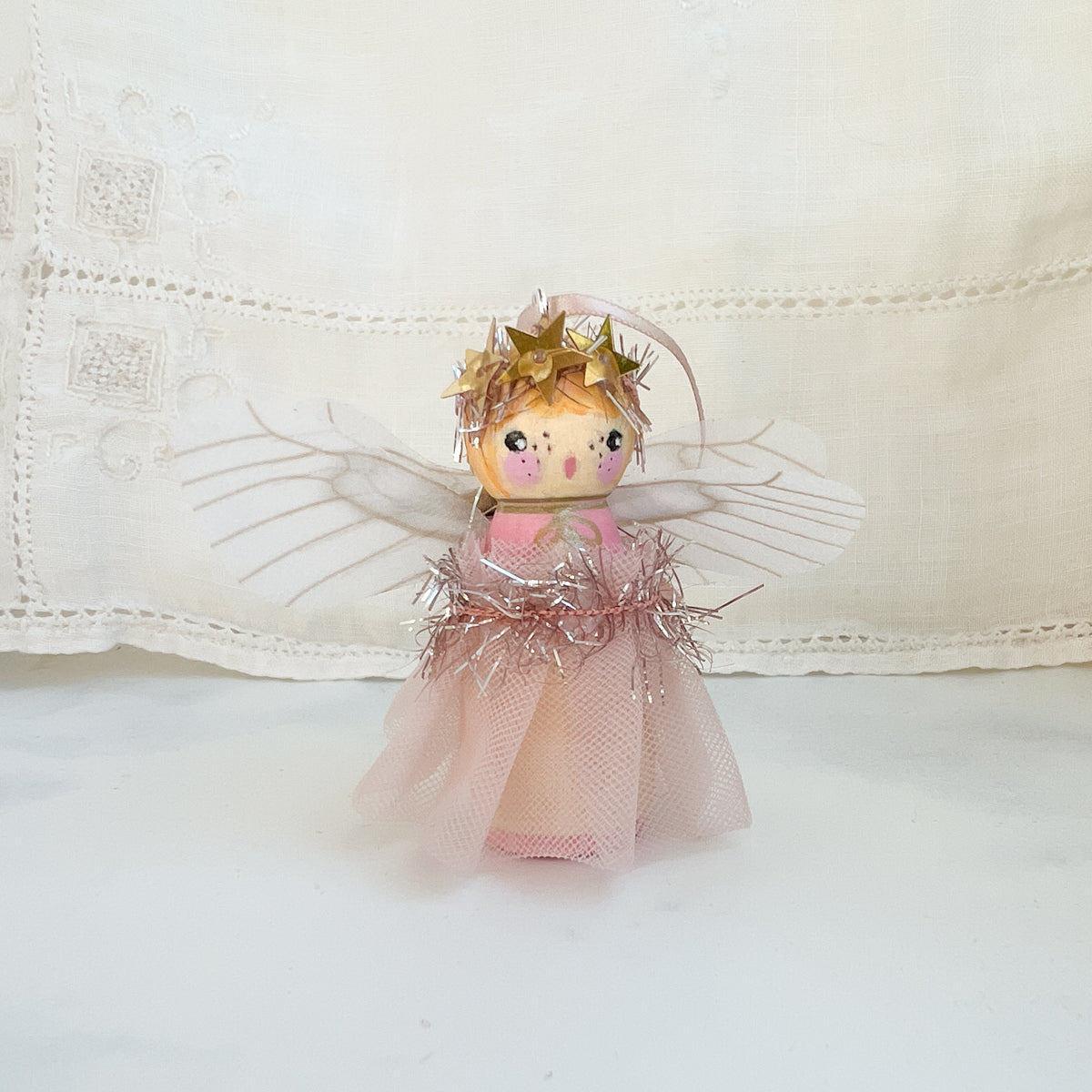 Hand Painted Holiday Fairy Angels | Medium with Pink dress | Choose Angel No.12-16