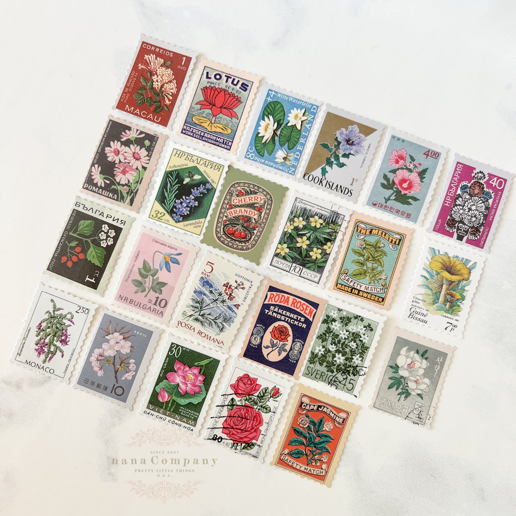 International Floral Stamp Stickers