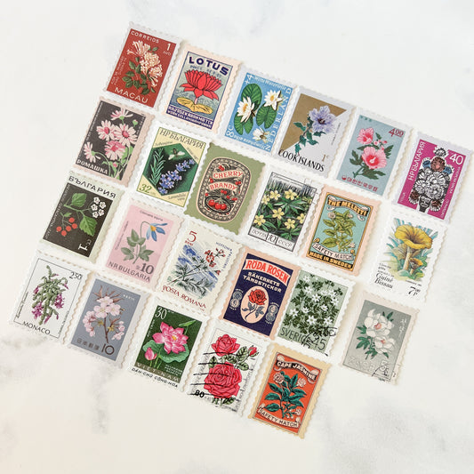 International Floral Stamp Stickers