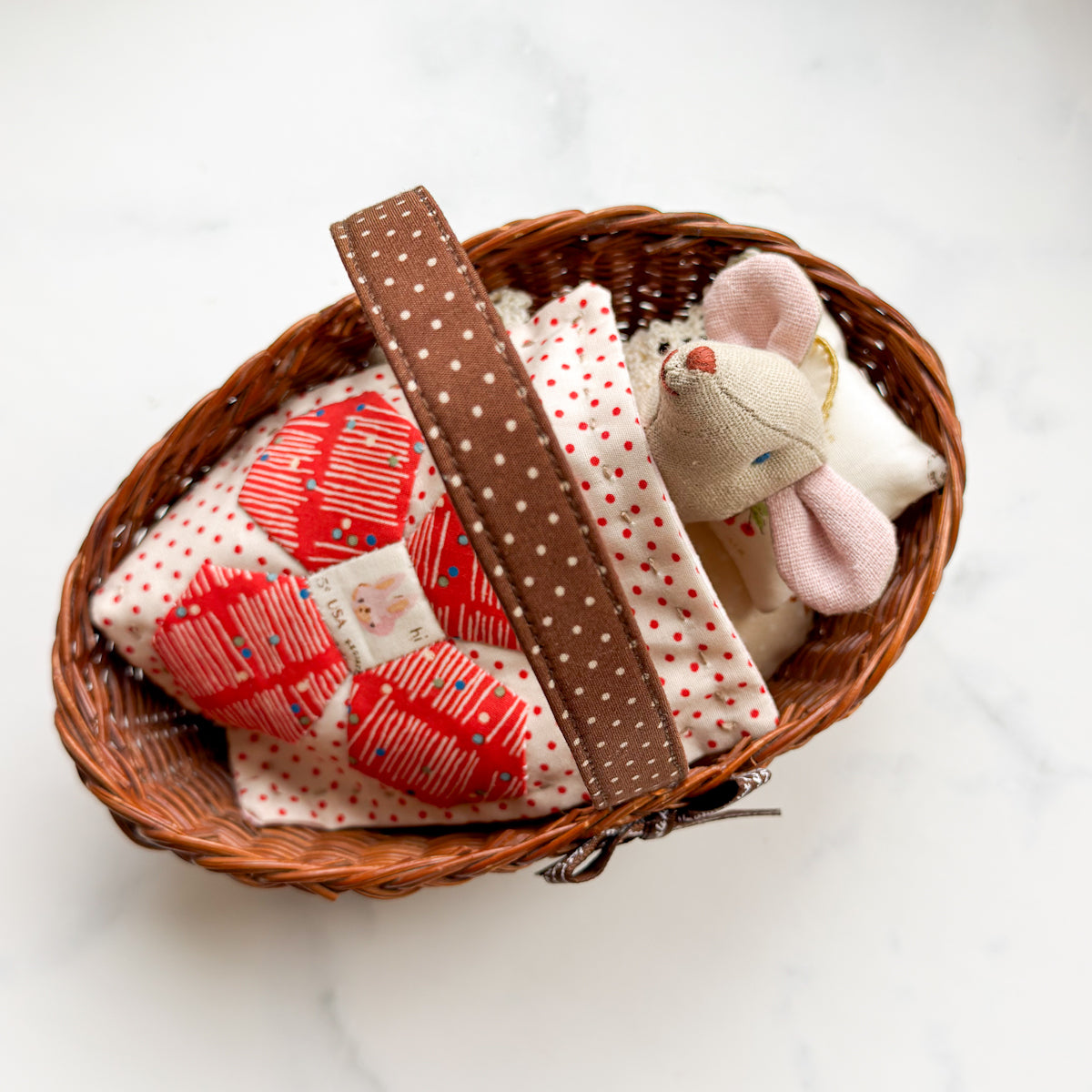 Handmade Brown Basket Bed Set for Small dolls, toys or softies