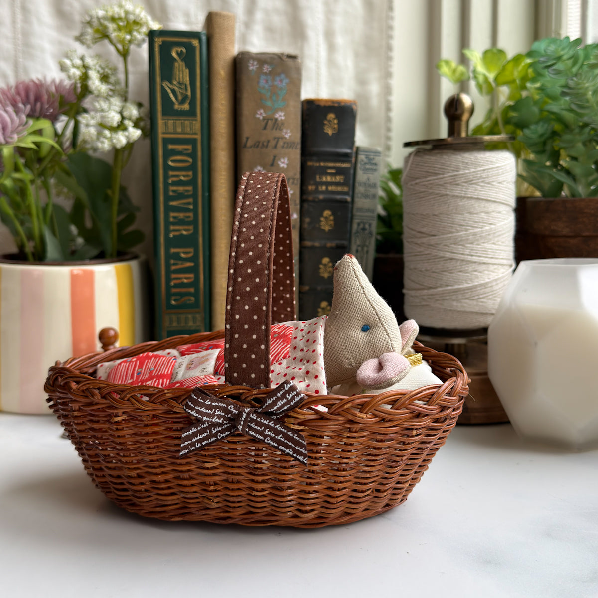 Handmade Brown Basket Bed Set for Small dolls, toys or softies