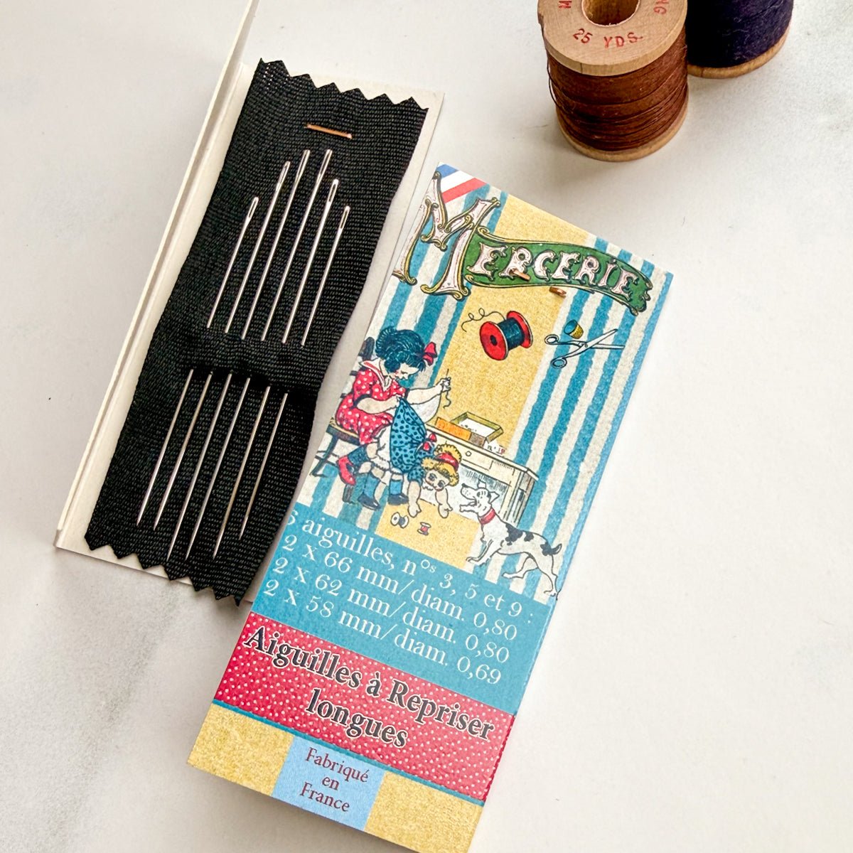 Sajou Long Darning Needles Little Girl Sewing | Booklet of Six Needles