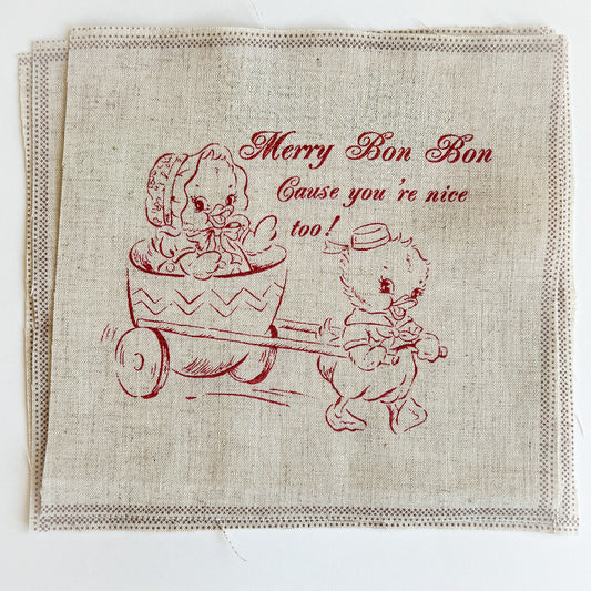 Merry Bon Bon on Natural Linen | Individual Square | No.7