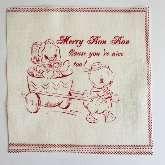 Merry Bon Bon on White Linen | Individual Square | No.7