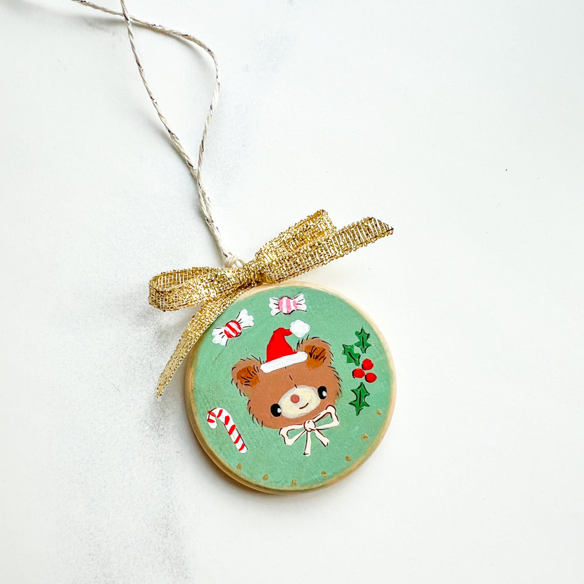 Holiday Christmas Hand-Painted Round Wood Tag Gift Topper Ornaments - Choose Style No.13-22
