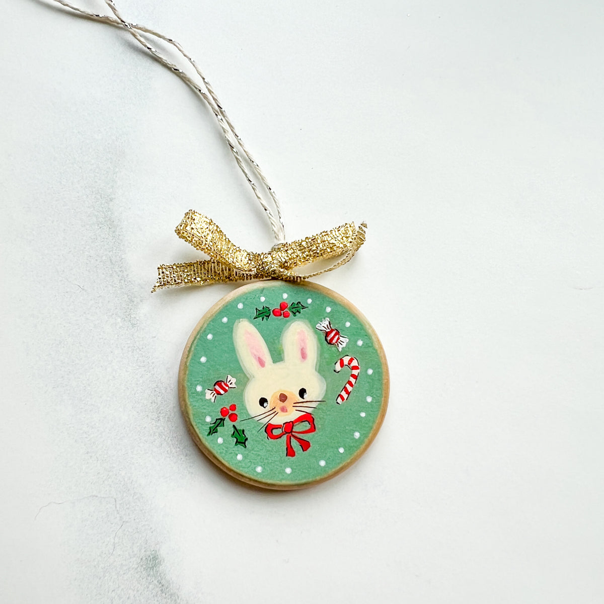 Holiday Christmas Hand-Painted Round Wood Tag Gift Topper Ornaments - Choose Style No.13-22