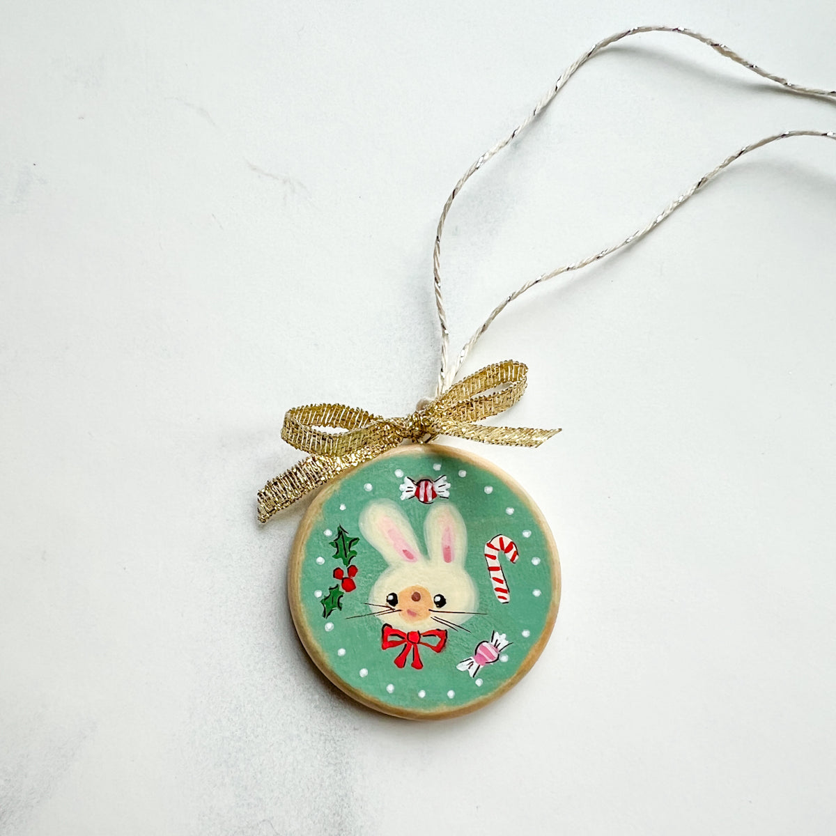 Holiday Christmas Hand-Painted Round Wood Tag Gift Topper Ornaments - Choose Style No.13-22