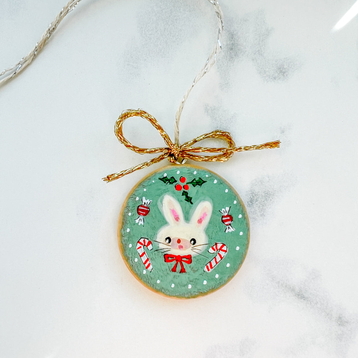 Holiday Christmas Hand-Painted Round Wood Tag Gift Topper Ornaments - Choose Style No.13-22