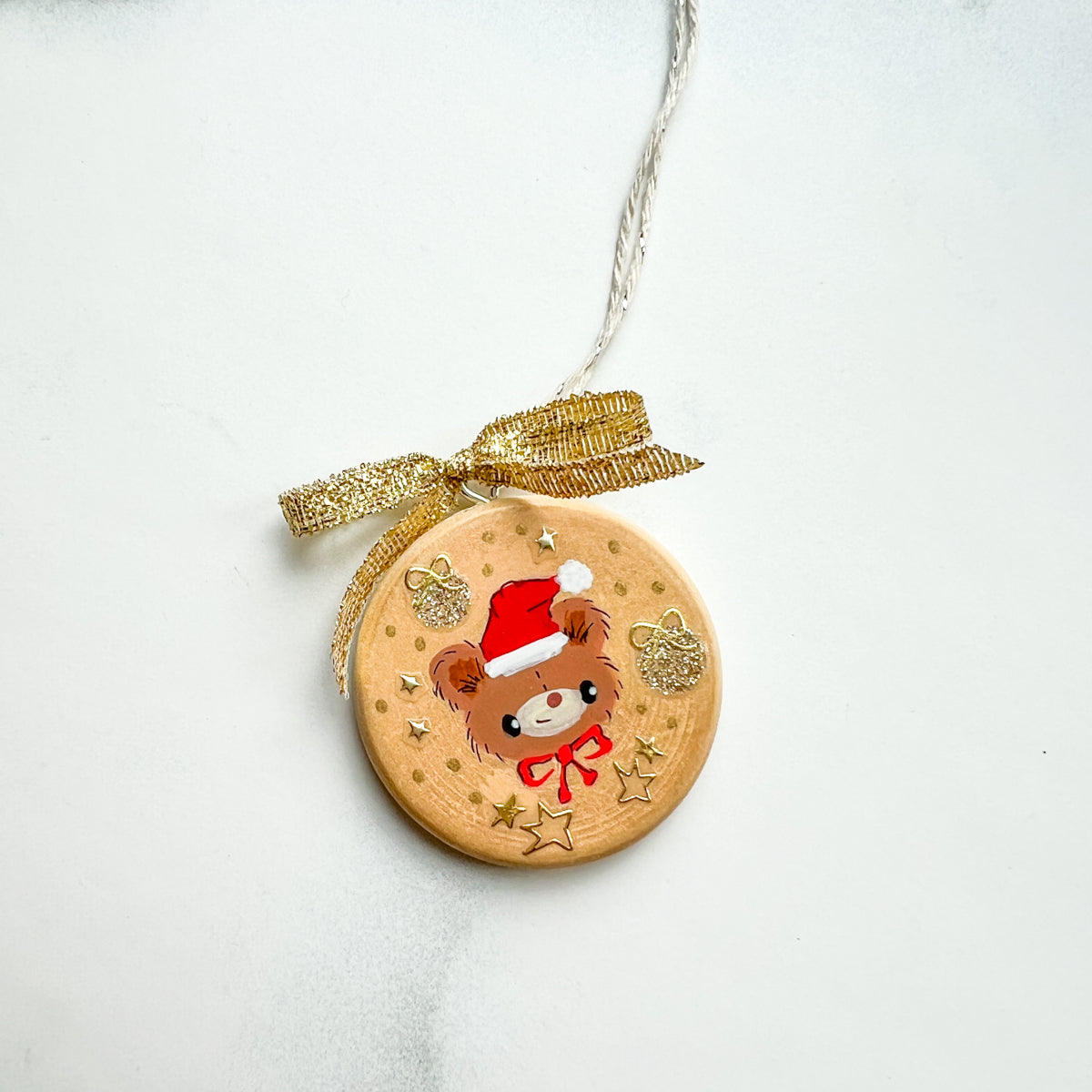 Holiday Christmas Hand-Painted Round Wood Tag Gift Topper Ornaments - Choose Style No.13-22