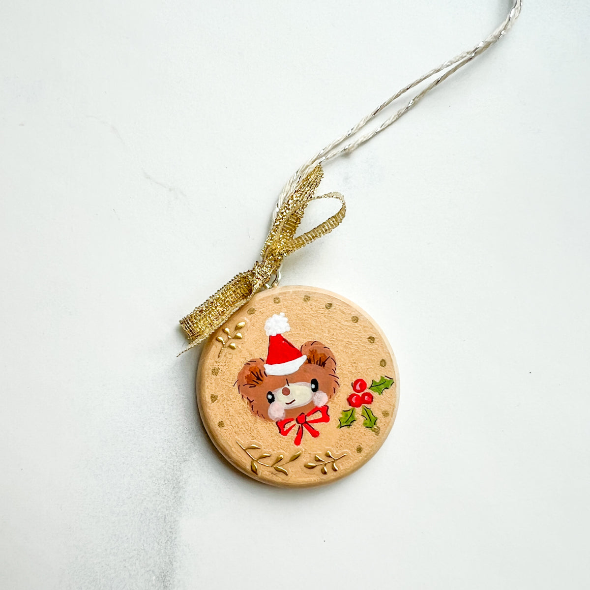 Holiday Christmas Hand-Painted Round Wood Tag Gift Topper Ornaments - Choose Style No.13-22
