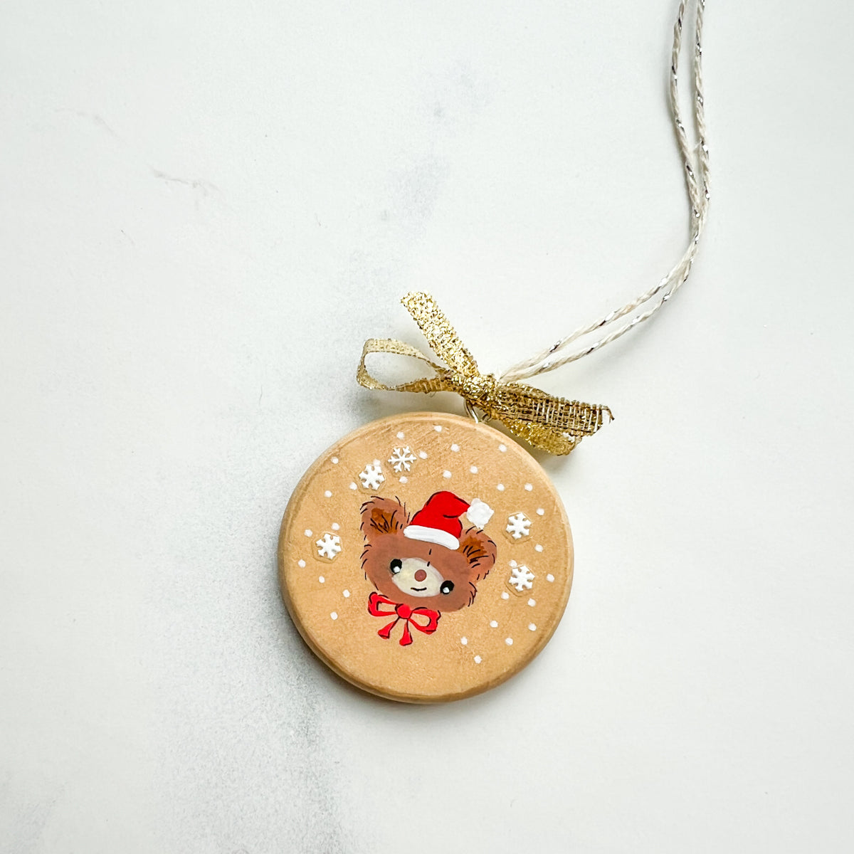 Holiday Christmas Hand-Painted Round Wood Tag Gift Topper Ornaments - Choose Style No.13-22