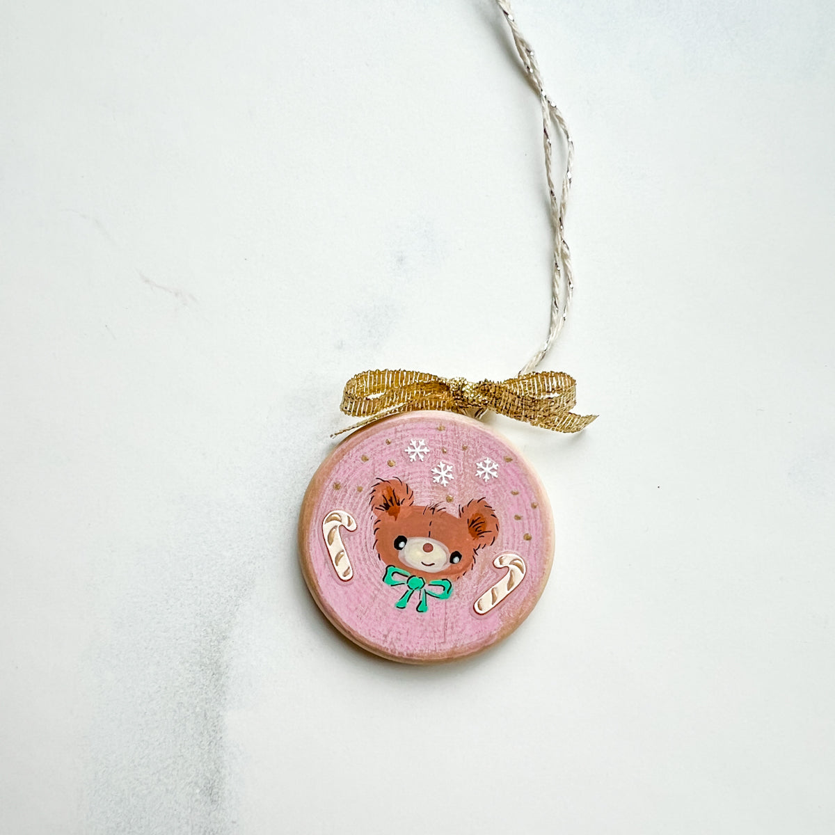 Holiday Christmas Hand-Painted Round Wood Tag Gift Topper Ornaments - Choose Style No.13-22