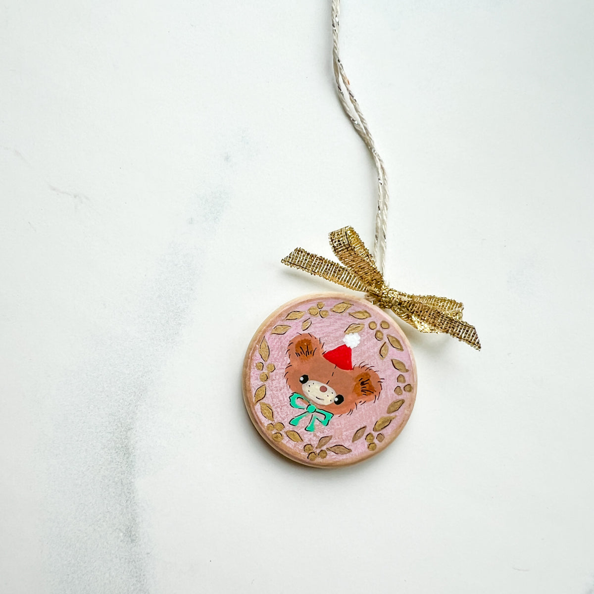 Holiday Christmas Hand-Painted Round Wood Tag Gift Topper Ornaments - Choose Style No.13-22