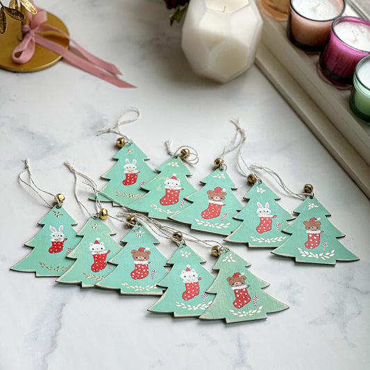 Mint & Green Christmas Stocking Stuffer Ornaments - Choose Style Bunny, Kitty, Bear