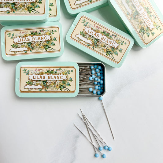 Fine Glass Head Pins in Metal Tin | Choose Style